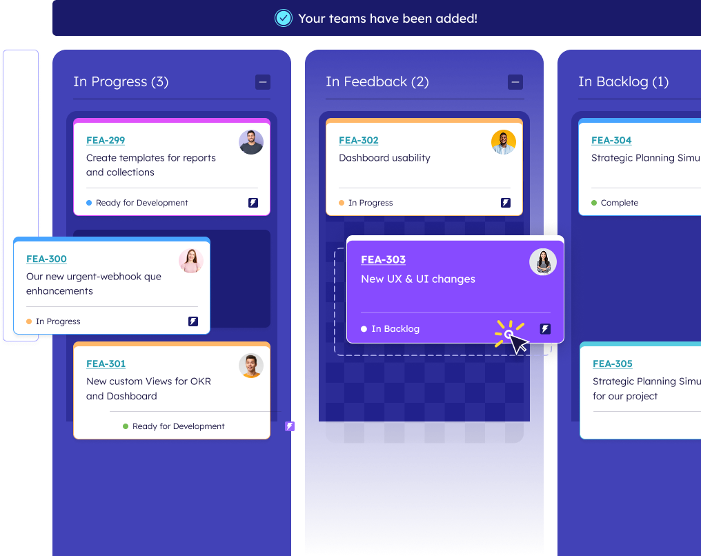 Dashboard view of Kendis Kanban Boards with tasks organized into columns for agile teams