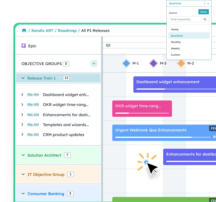Kendis OKR roadmap view